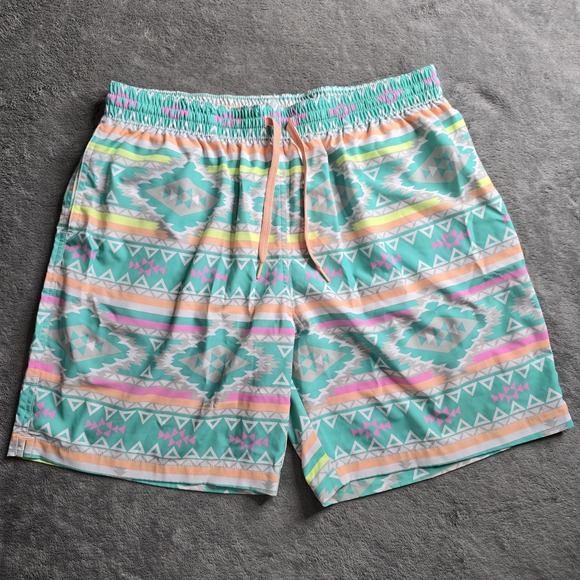 chubbies Other - Chubbies Shorts Men's XL Teal Aztec En Fuegos 7" Swim Trunks Lined Drawstring